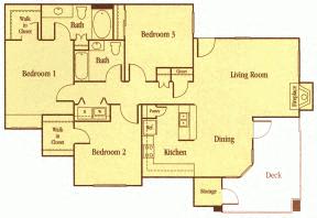 Three Bedroom Floor Plan Elk Grove Apartments l Castellino at Lauga West Apartments