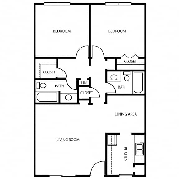 B2 Floor Plan at The Abbey Apartments in Longview, Texas, TX