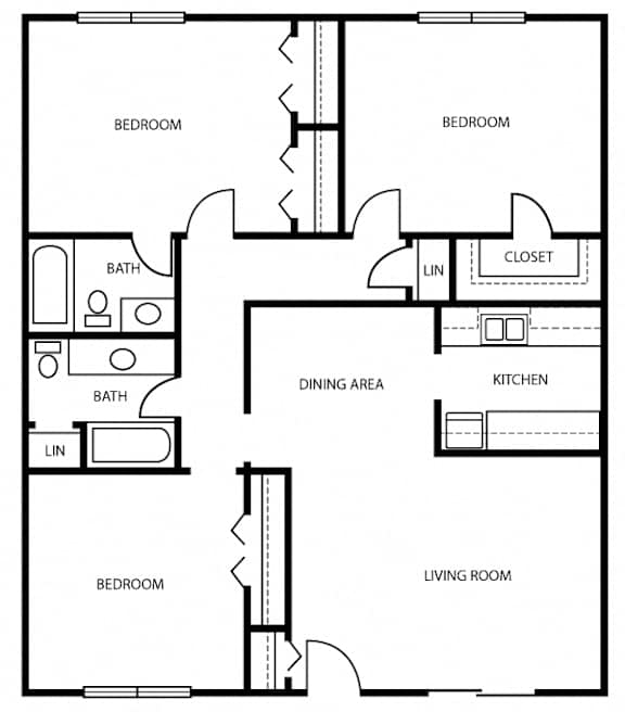 C1 Floor Plan at The Abbey Apartments in Longview, Texas, TX