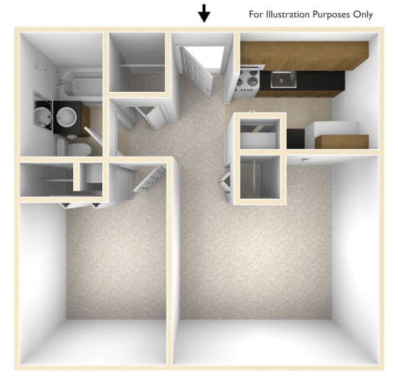 One Bedroom Floor Plan One Bedroom Floor Plan at Dominion Place, Richmond, VA, 23220