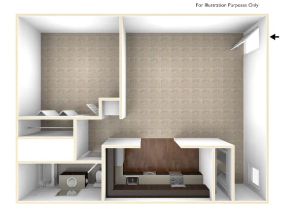 One Bedroom Floor Plan One Bedroom Floor Plan at Berkshire Peak Apartments, Pittsfield, 01201