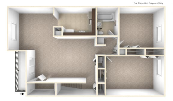 Two Bedroom Apartment Floor Plan at Williamsburg Estates, Pennsylvania