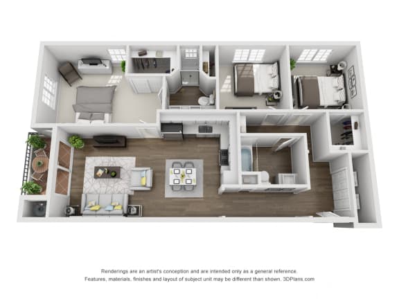 Unit F Floor Plan at Madison Toluca, North Hollywood, CA, 91601