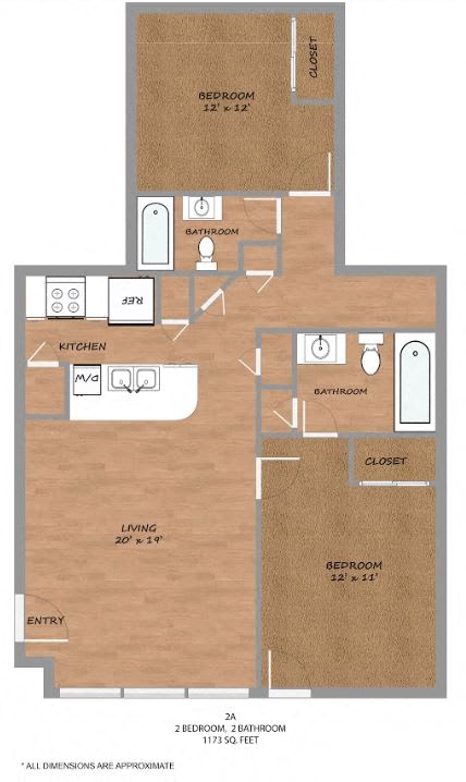 2 bed 2 bath A at Hickory Street Lofts Apartments, Denton, TX, 76201