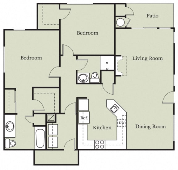 2 bed 2 bath at Palm Court Apartments, Salinas, California