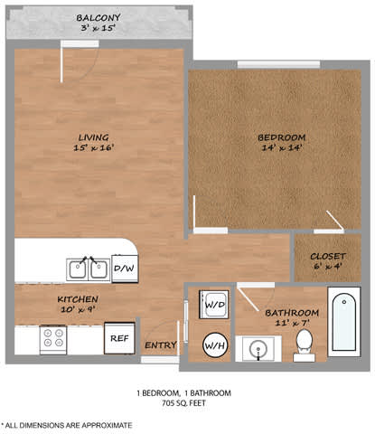 1 Bed 1 Bath