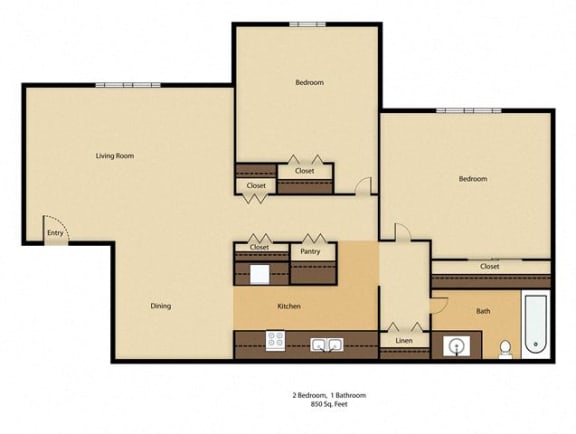 2 Bed 1 Bath
