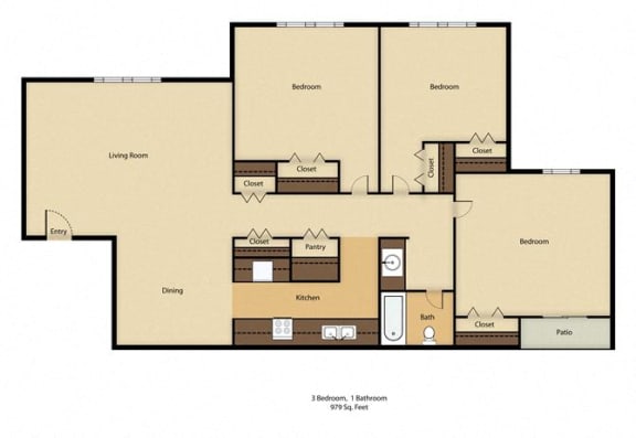 3 Bed 1 Bath
