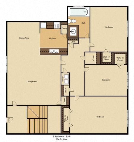 3 Bed 1 Bath