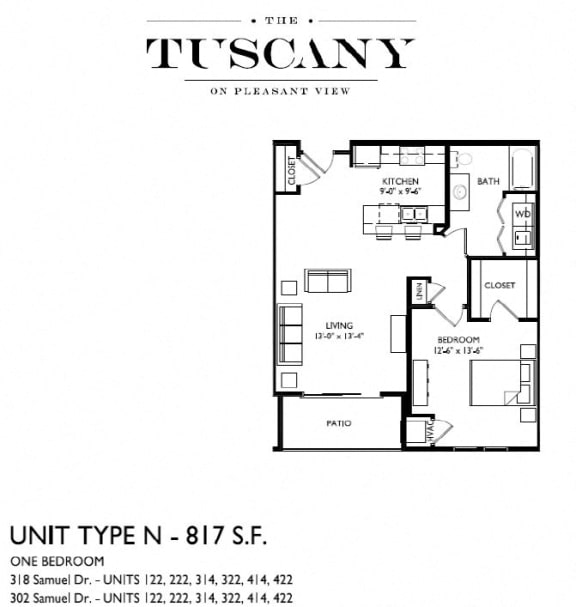 Unit N Floor Plan at The Tuscany on Pleasant View, Madison, WI