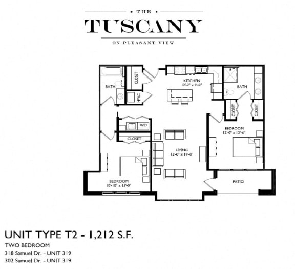 Unit T2 Floor Plan at The Tuscany on Pleasant View, Madison, WI, 53717