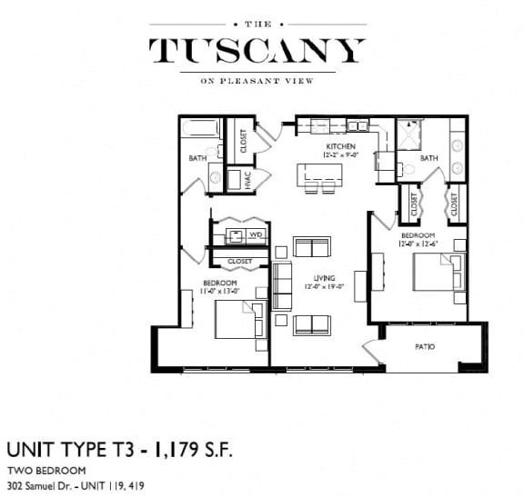 Unit T3 Floor Plan at The Tuscany on Pleasant View, Madison, WI