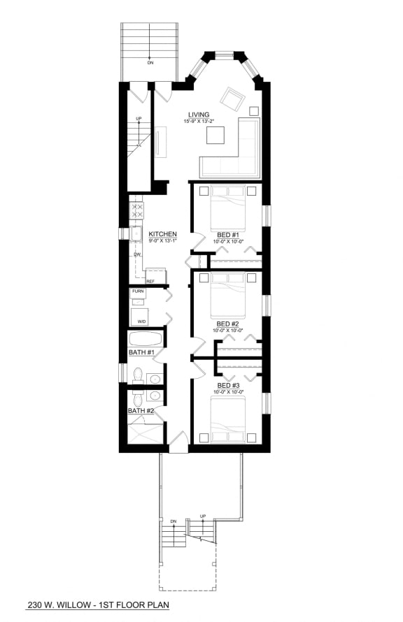 Floor Plan  230 Willow 3 Bedroom Floor Plan