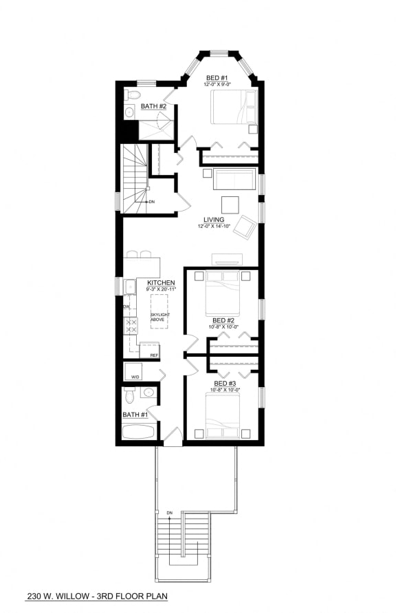 230 Willow 3 Bedroom Floor Plan