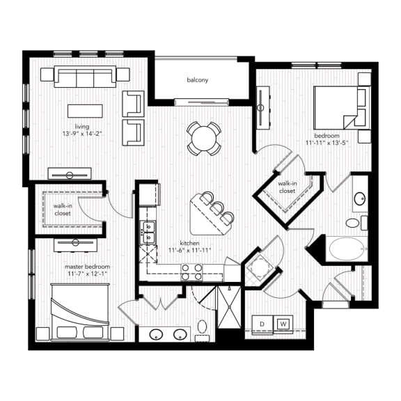 The Cannes floor plan at Crystal Riviyera Apartments