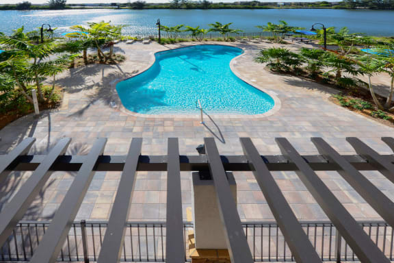 The pool at Crystal Riviyera, and the spectacular view of Sailboat Lake.