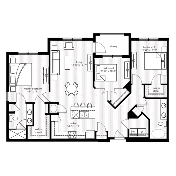 The Sainte Maxime floor plan at Crystal Riviyera Apartments