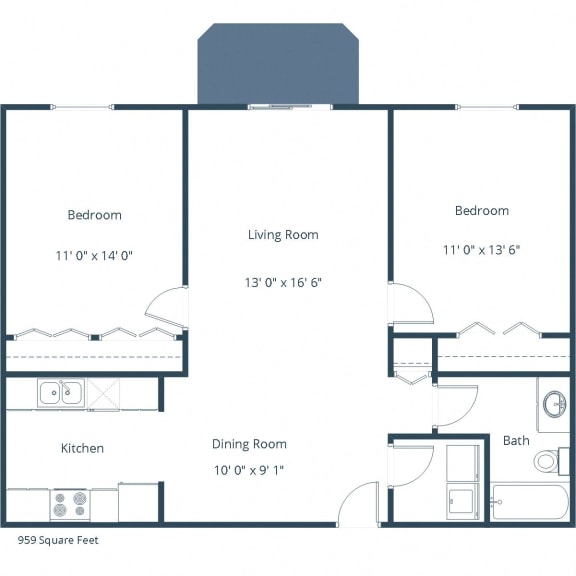 Summit Point Apartments | Two Bedroom Floor Plan A