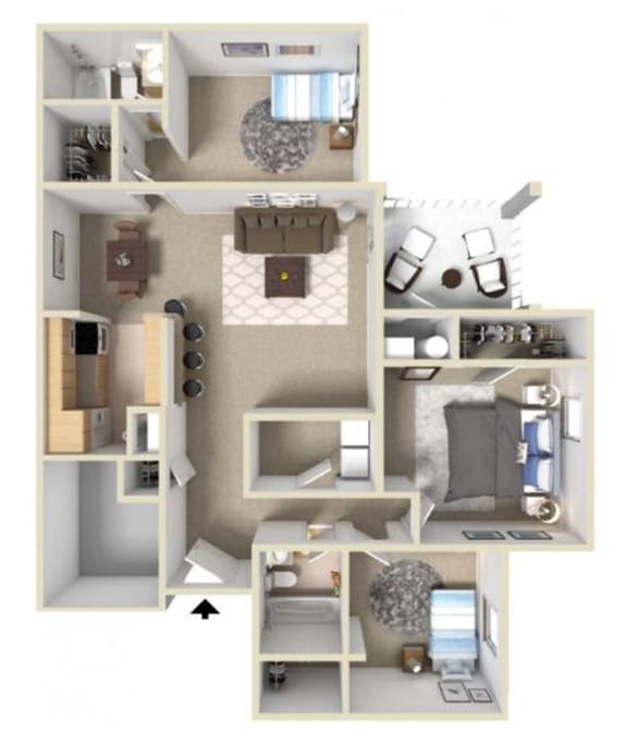 Westover III Floor Plan  at Ashton Creek Apartments, PRG Real Estate Management, Virginia, 23831