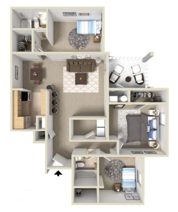 Westover I Floor Plan at Ashton Creek Apartments, PRG Real Estate Management, Chester, Virginia