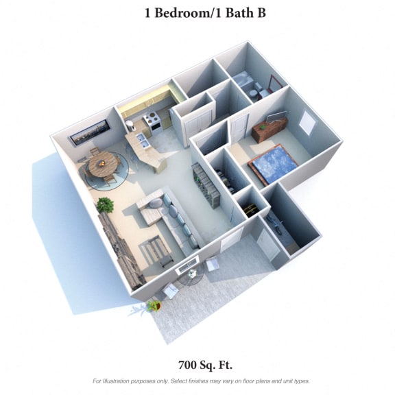 1 Bed Floor Plan at Eagle Crest Apartments, Galloway, OH