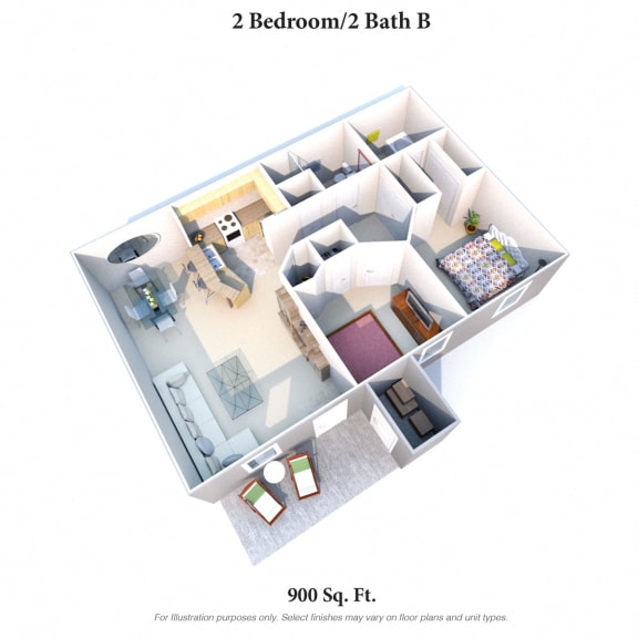 2 Bedroom 2 Bathroom Floor Plan at Eagle Crest Apartments, Ohio