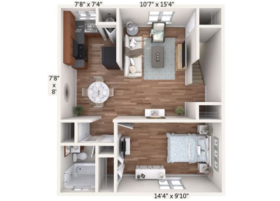 1 Bedroom Upper