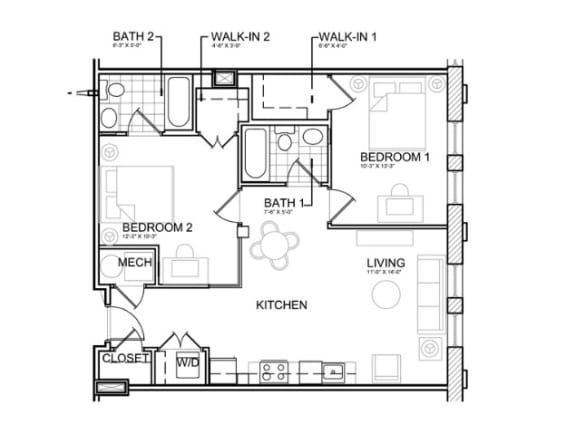 1 Bedroom apartment floor plan