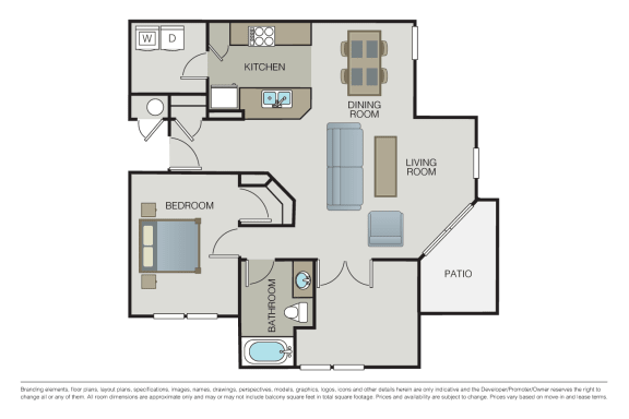 Large 1 Bed, 1 Bath Floorplan at Harvest Park