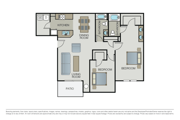 Large 2 Bed, 2 Bath Floorplan at Harvest Park