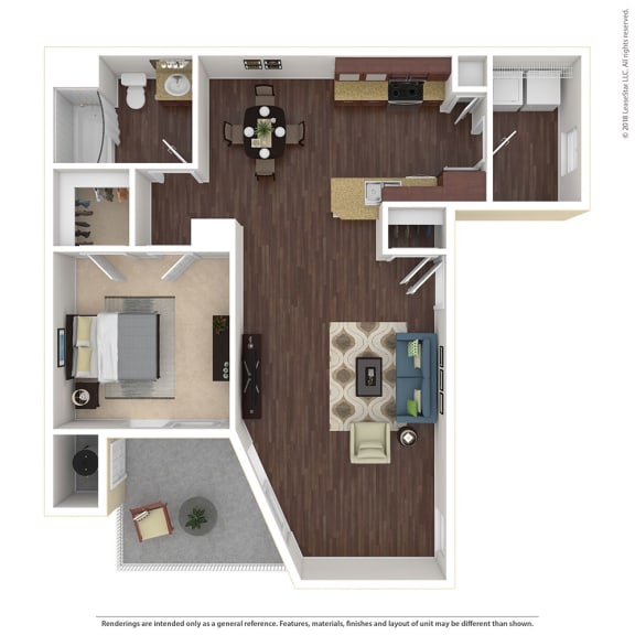 1 Bed, 1 Bath Floor Plan at Harvest Park Apartments, Santa Rosa, CA