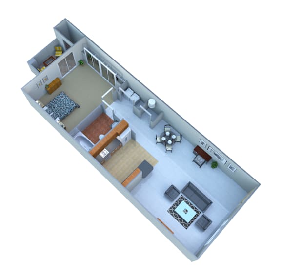 1 Bed 1 Bath Floorplan at San Miguel Apartments, Mesa, AZ