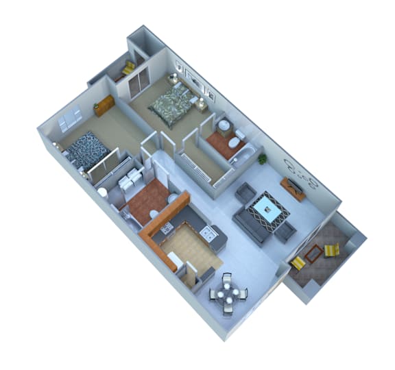 2 Bed 2 Bath Floorplan at San Miguel Apartments, Mesa, 85212