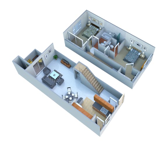 2 Bed 2 Bath Townhome Floorplan at San Miguel Apartments, Mesa, Arizona