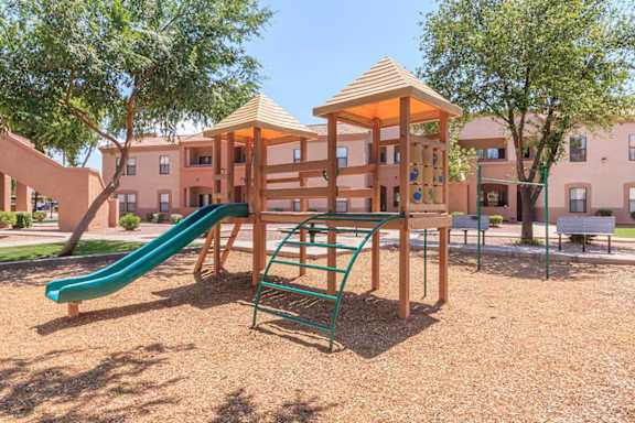 Playground with Green Slide at San Martin Apartments, Arizona, 85301