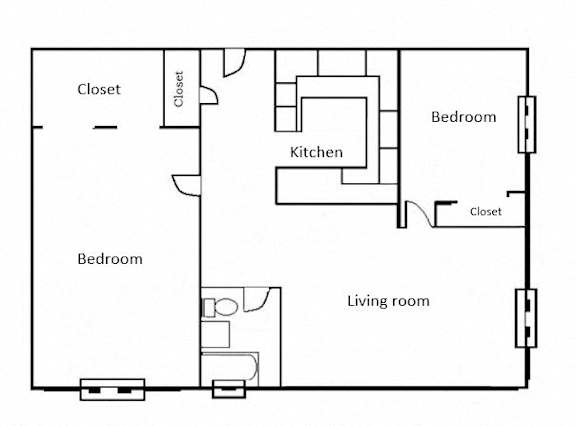 #719 Floorplan 2 Bedroom