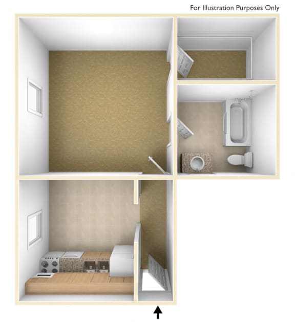 One Bedroom Floor Plan One Bedroom Floor Plan at Loring House Apartments, Portland, ME, 04102