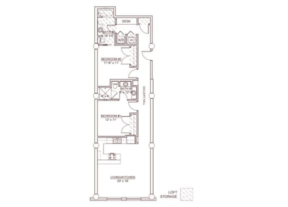 Floor Plan  Lindell 10 Floor Plan at Lofts at Euclid, Missouri, 63108