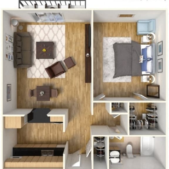 1 Bedroom Large Floor Plan at Hibiscus Place Apartments, Orlando, FL