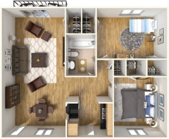 2 Bedroom Floor Plan at Hibiscus Place Apartments, Orlando, 32808