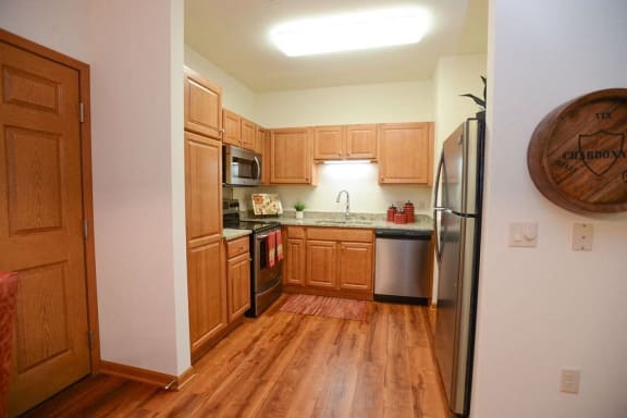Kitchen at Highlands at Riverwalk Apartments 55+ in Mequon, WI