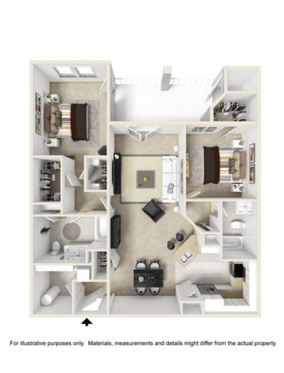 The Carolina Two Bedroom  Floor Plan at West End at Fayetteville in Fayetteville, North Carolina