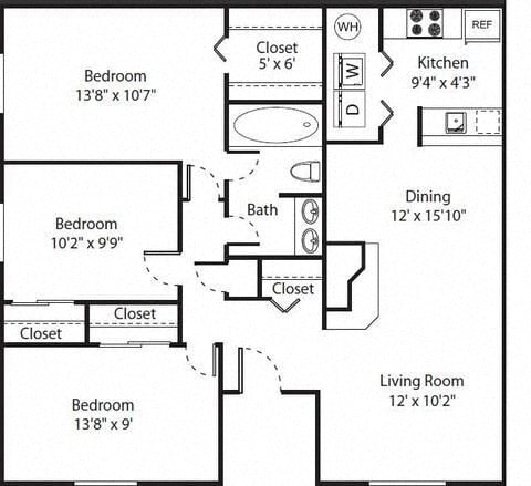 Richland, WA ArborPointe Apartments 3 bedroom 1 bath