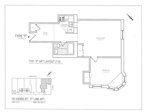Floor Plan  One Bed 1.5 Bath Duplex