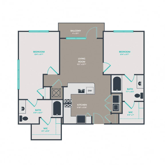 B1.1 Floor Plan at Link Apartments® West End, Greenville, SC