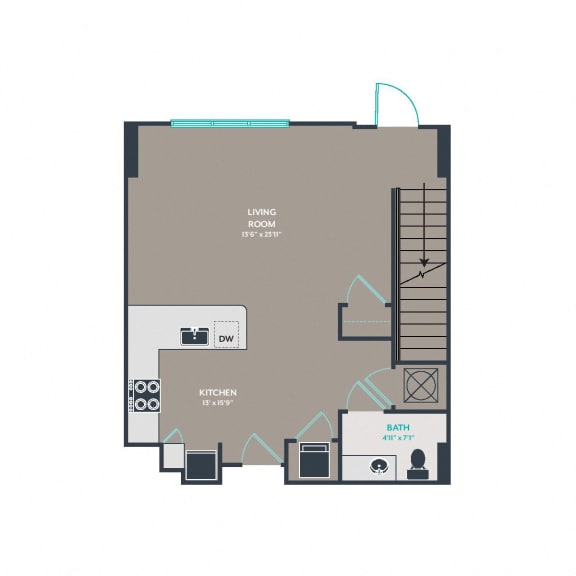 T1-Loft Floor Plan at Link Apartments® West End, South Carolina