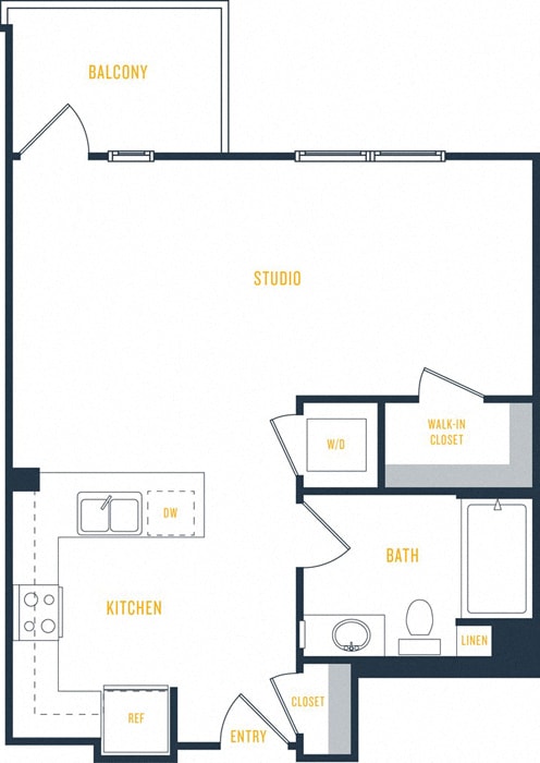 Plan 3 - 0 Bedroom 1 Bath Floor Plan Layout - 583 Square Feet