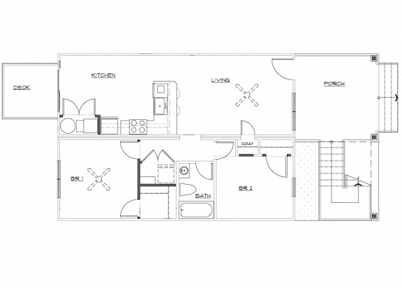 Riverwoods at Denton Floor Plan C1- Renovated 2 Bedroom 1 Bathroom Apartment