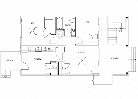 Riverwoods at Denton Floor Plan C2- Renovated 2 Bedroom 1 Bathroom Apartment