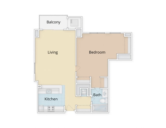 Residences at Rio Apartments Gaithersburg Maryland One Bedroom Floor Plan at Residences at Rio, Gaithersburg